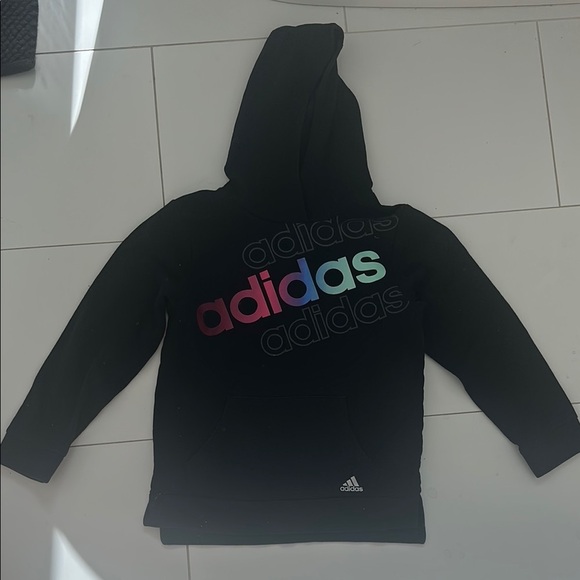 Adidas Black Hoodie Sweatshirt with Gradient Logo 10/12 girls - Picture 2 of 2
